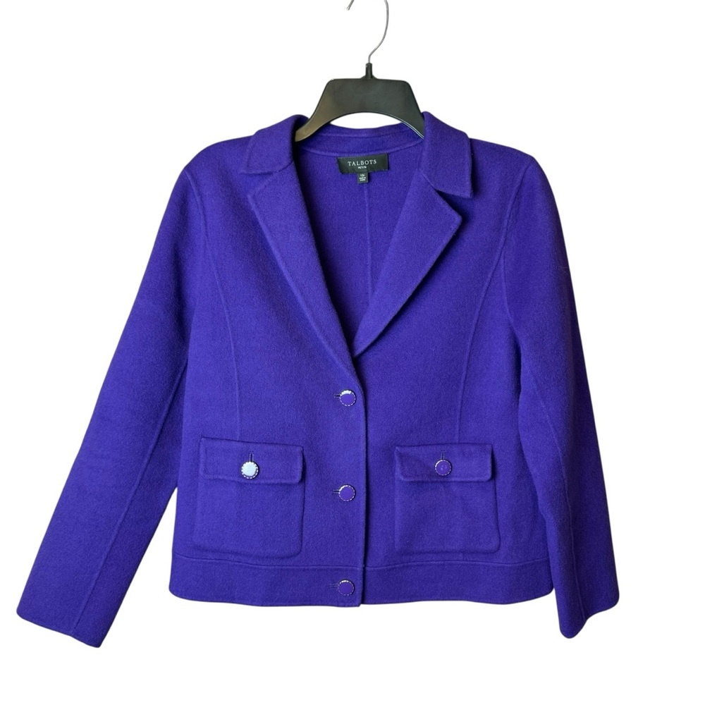 Talbots Petite Purple Cropped Jacket Wool Nylon 12P